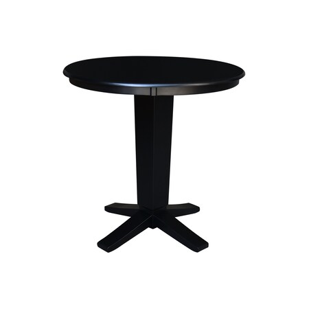 International Concepts 36 in. Solid Wood Round Top Pedestal Dining Table - 35.9 in. High, Black K46-36RT-23B-36